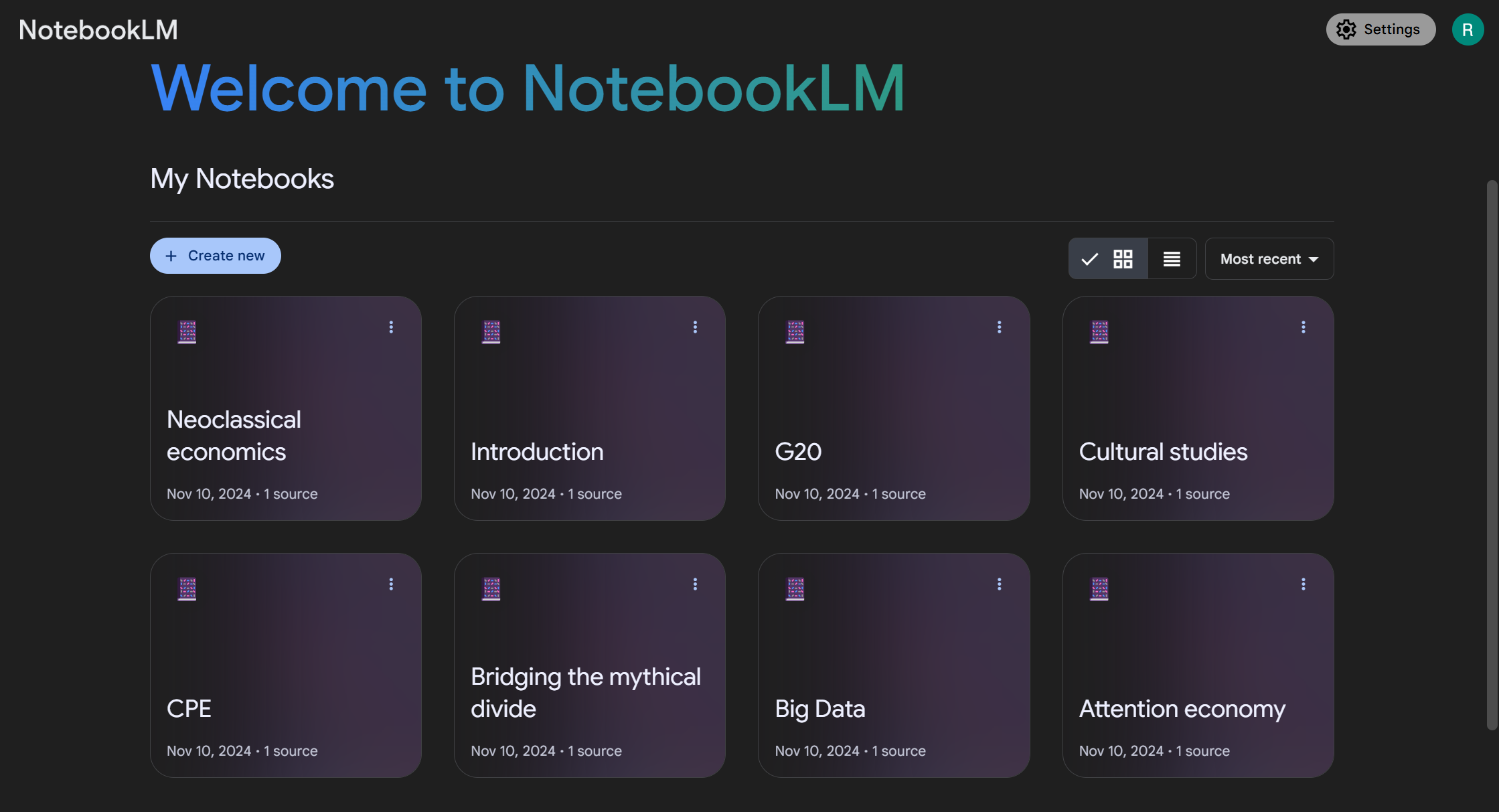 notebook LM homepage